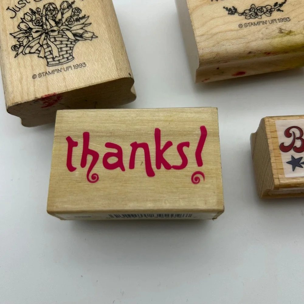 Stampin Up Vintage Wood Rubber Stamps Lot of 6 Just For You Friend To Friend 199
